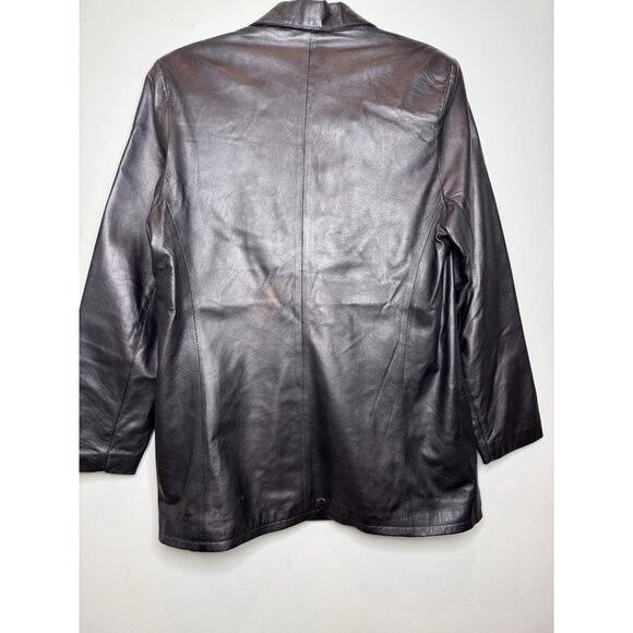 Remy Leather Jacket Women Black Lined Soft Blazer Vtg Y2K Made In USA Small - Picture 8 of 13